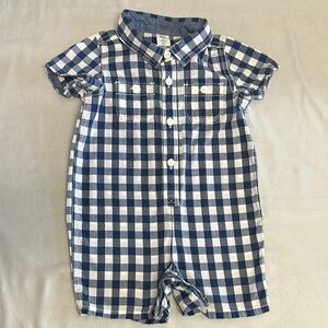 GAP Blue and White Gingham Jumpsuit Romper